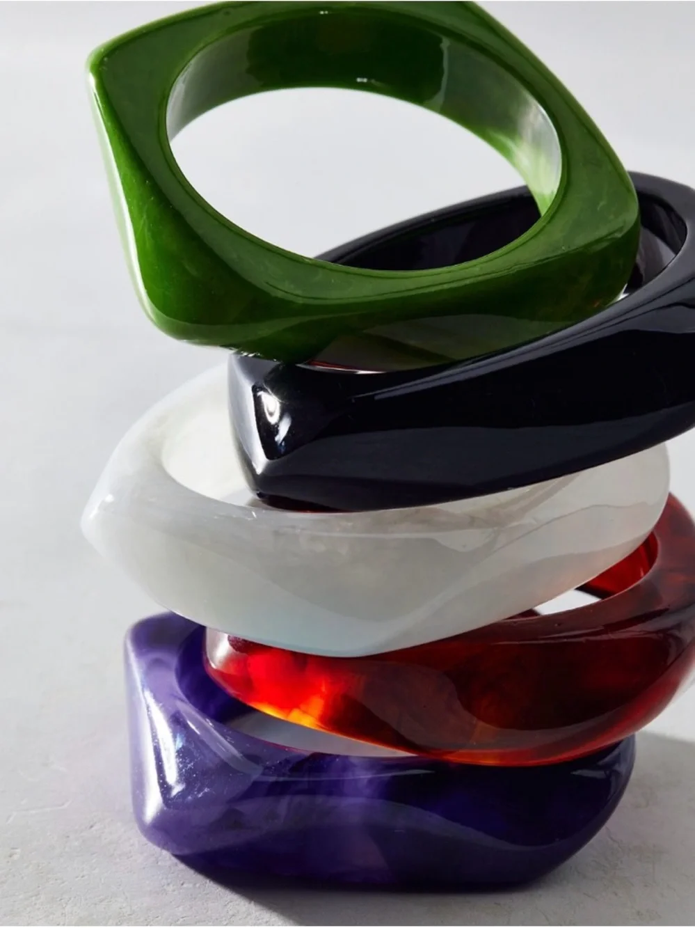 Purple Resin Iris Acrylic Retro Chunky Bangle Bracelet